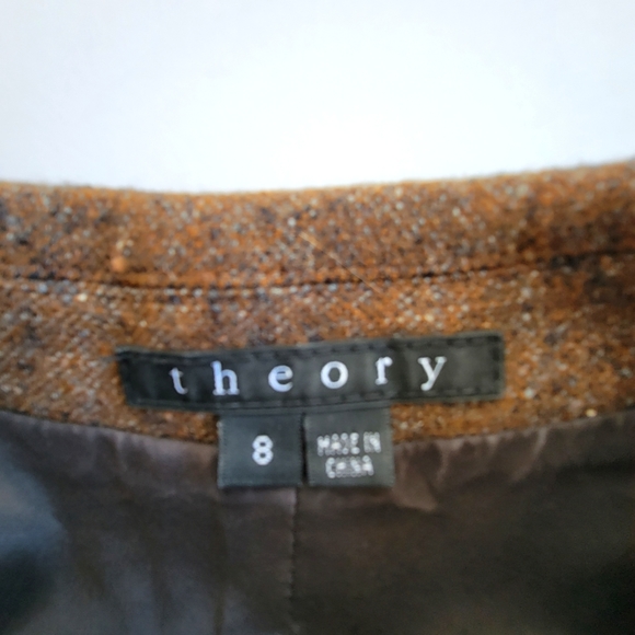 🌻 Theory Double-Breasted Tweed Virgin Wool Blazer Jacket Peacoat Size 8 - Picture 3 of 4